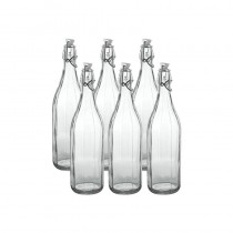 CONFEZIONE 6 BOTTIGLIE VETRO 1 LITRO CON CHIUSURA ERMETICA