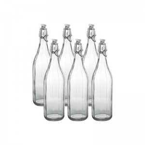 CONFEZIONE 6 BOTTIGLIE VETRO 1 LITRO CON CHIUSURA ERMETICA